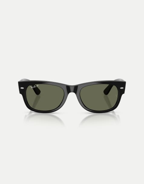 Ray-Ban Mega wayfarer ii square polarised sunglasses with green lens in black - view 1
