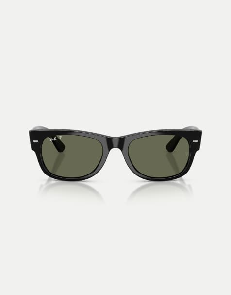 Ray-Ban Mega wayfarer ii square polarised sunglasses with green lens in black - view 1
