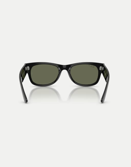 Ray-Ban Mega wayfarer ii square polarised sunglasses with green lens in black, 2 of 4