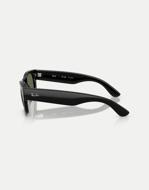 Ray-Ban Mega wayfarer ii square polarised sunglasses with green lens in black, 4 of 4
