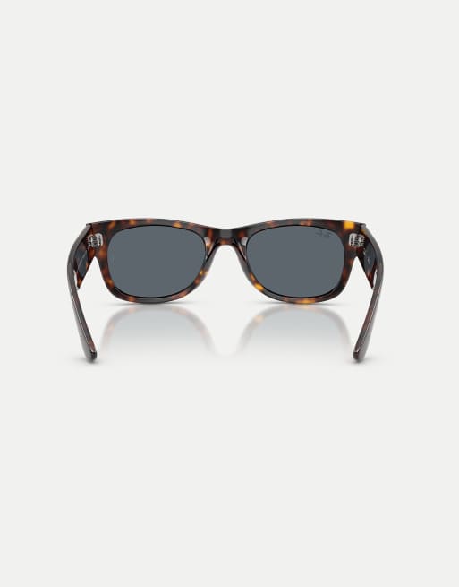 Ray-Ban Mega wayfarer ii square sunglasses with blue lens in havana, 3 of 4