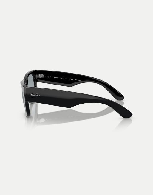 Ray-Ban mega wayfarer square polarised sunglasses in black with blue lens in black, 2 of 4