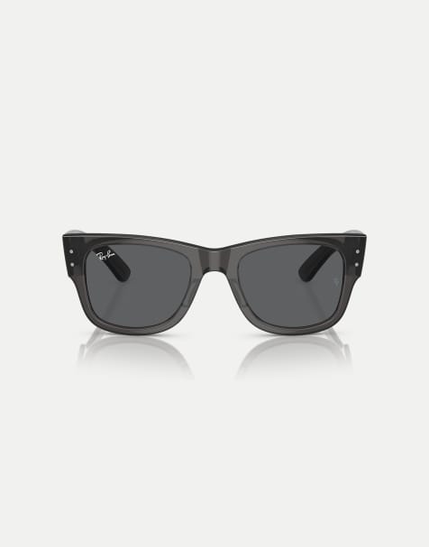 Ray-Ban Mega wayfarer square sunglasses with grey lens in transparent black - view 1