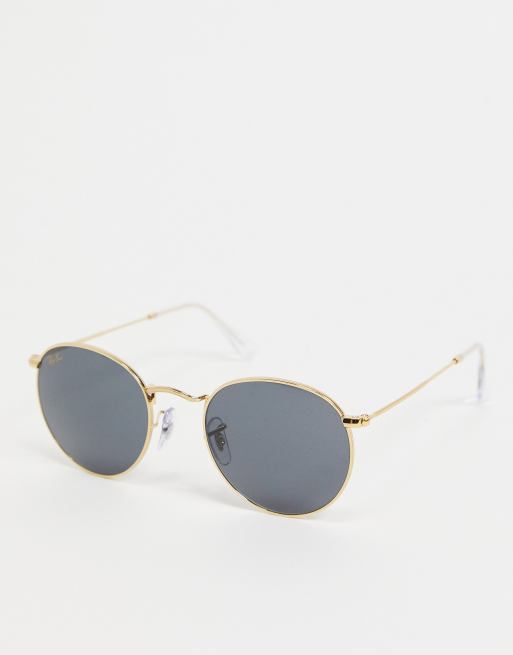 ray ban new round gold