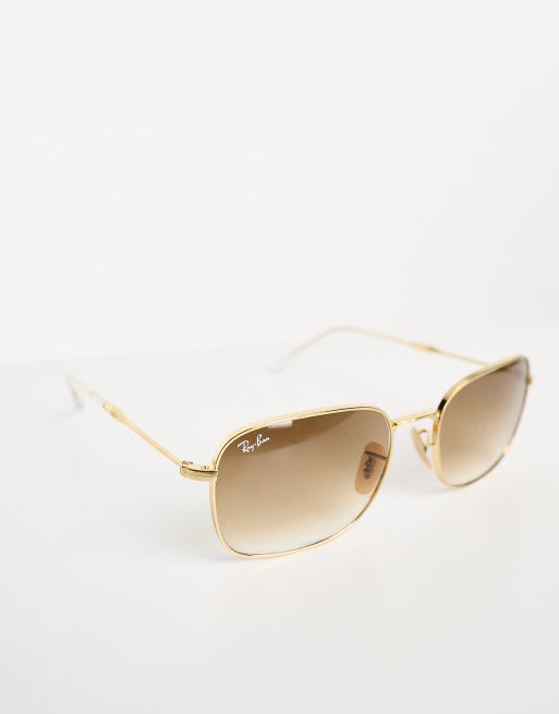 Ray-Ban Jack round hex sunglasses in gold and brown