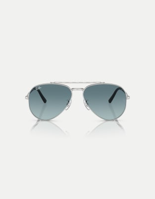 Ray-Ban New aviator pilot sunglasses with blue lens in silver