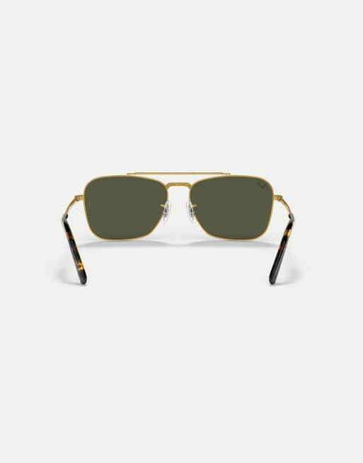 Ray-Ban New caravan square sunglasses with green lens in gold, 2 of 3