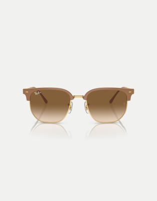 Ray-Ban - New Clubmaster - Lunettes de soleil avec verres marron - Beige et doré - view 1