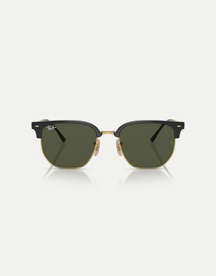 Ray-Ban - New Clubmaster - Sonnenbrille in Schwarz und Gold mit goldenen Gläsern