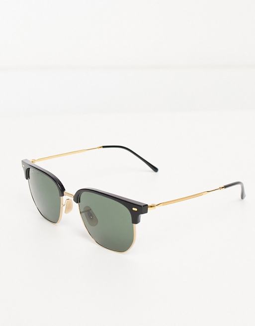 kanker ritme Achterhouden Ray-Ban new clubmaster sunglasses in black and gold | ASOS