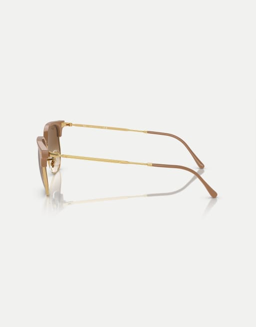 Ray-Ban New clubmaster sunglasses with brown lens in beige on gold, 3 of 3