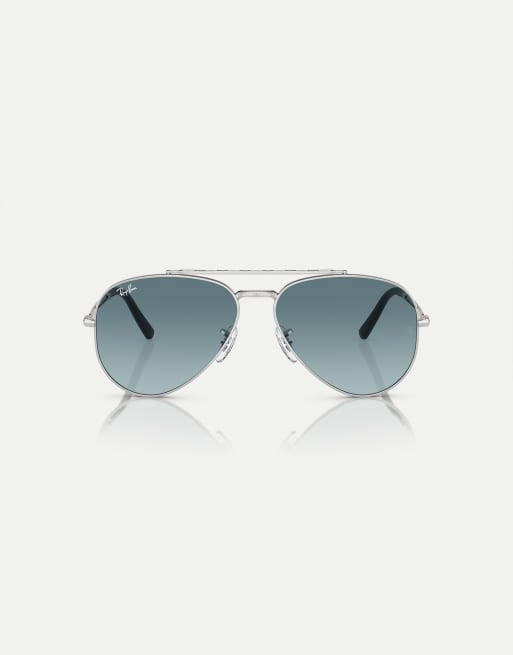 Ray-Ban - New - Occhiali da sole aviatore pilot color argento con lenti blu