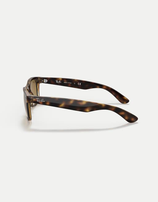Ray-Ban New wayfarer classic square sunglasses with brown lens in light havana, 4 of 4