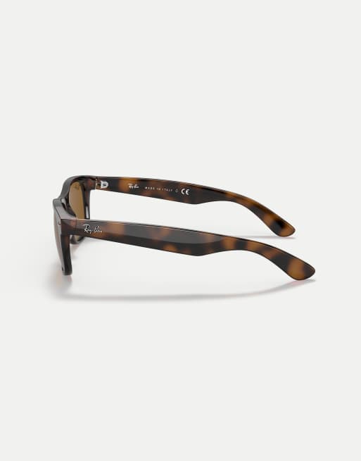 Ray-Ban New wayfarer classic square sunglasses with brown lens in light havana, 4 of 4