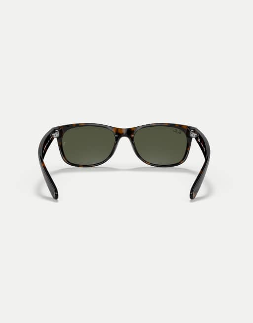 Ray-Ban New wayfarer classic square sunglasses with green lens in tortoise, 2 of 4