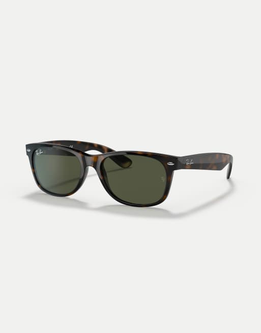 Ray-Ban New Wayfarer classique lunettes de soleil carrées avec verres verts en écaille, 3 de 4