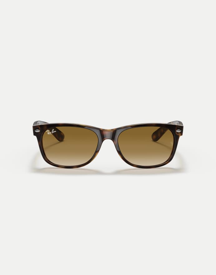 Ray-Ban New Wayfarer gafas de sol cuadradas clásicas con lentes marrones en havana claro