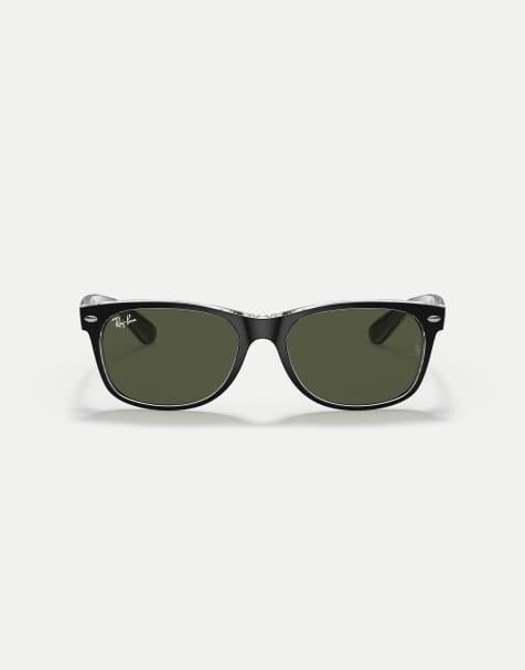 Ray-Ban New Wayfarer gafas de sol cuadradas color mix con lente verde en negro sobre transparente - view 1