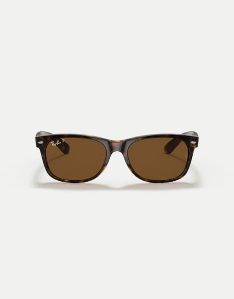 Ray-Ban - New Wayfarer - Lunettes de soleil carrées classiques à verres polarisés marron - Écaille de tortue - view 1