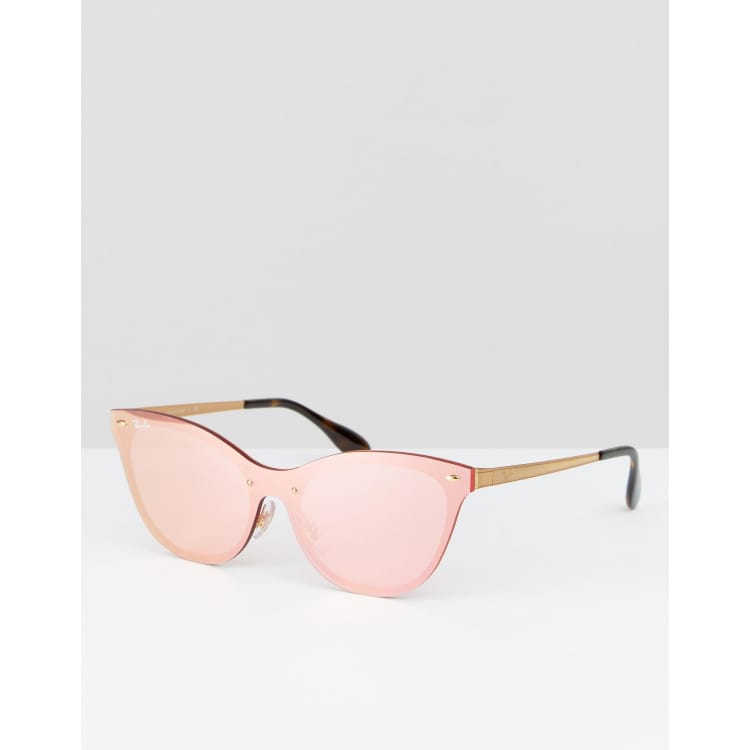Ray Ban Occhiali da sole a occhi di gatto con lenti piatte rosa a specchio ASOS
