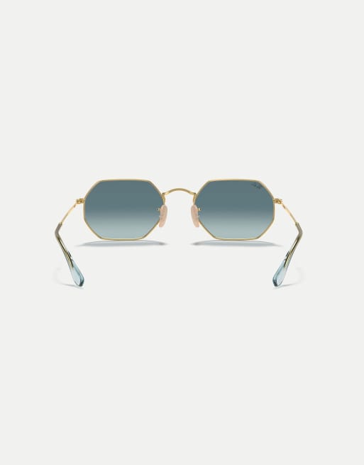 Ray-Ban - Occhiali da sole irregolari classici tonalità oro Arista con lenti blu, 2 di 4