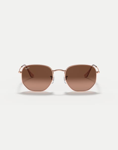 Ray-Ban - Occhiali da sole irregolari color rame con lenti marroni piatte - view 1