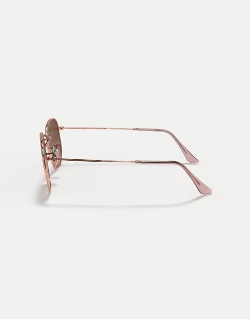 Ray-Ban - Occhiali da sole irregolari color rame con lenti marroni piatte, 2 di 3