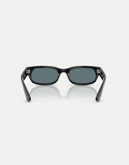Ray-Ban occhiali da sole irregolari polarizzati con lenti nere e montatura nera, 2 di 4