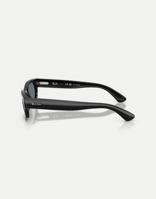 Ray-Ban occhiali da sole irregolari polarizzati con lenti nere e montatura nera, 4 di 4