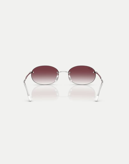 Ray-Ban - Occhiali da sole ovali argento con lenti viola, 2 di 3