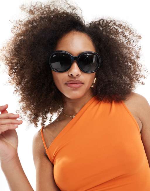 Ray Ban Occhiali da sole oversize rotondi neri ASOS