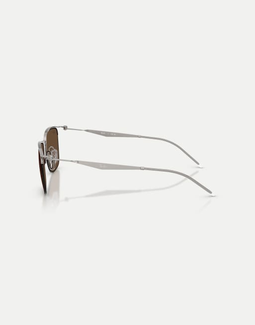 Ray-Ban occhiali da sole squadrati con lenti marroni in gunmetal, 4 di 4