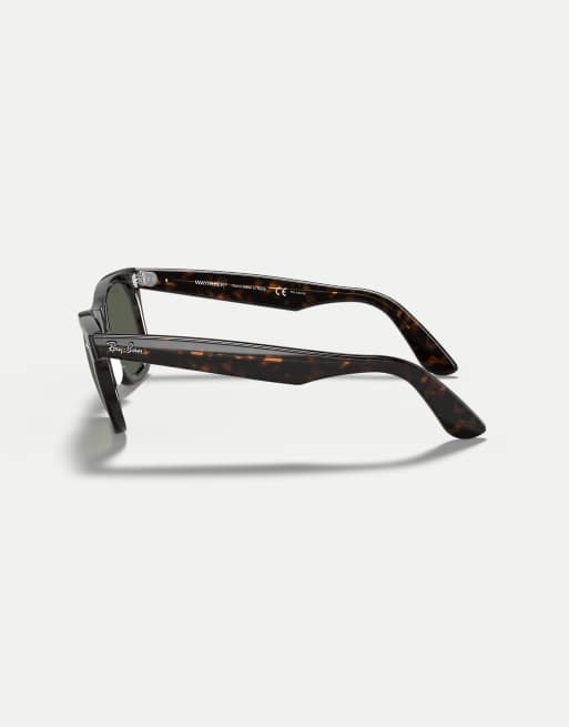 Ray-Ban – Original Wayfarer Classic – Eckige, polarisierte Sonnenbrille in Schildpattoptik mit grünen Gläsern, 3 von 3