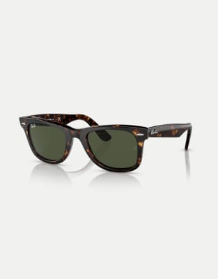 Ray-Ban - Original Wayfarer - Eckige Sonnenbrille in Havana mit grünen Gläsern-Braun