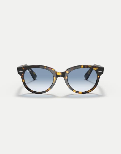 Ray-Ban Orion square sunglasses with blue lens in yellow havana - view 1