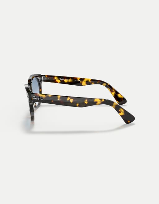 Ray-Ban Orion square sunglasses with blue lens in yellow havana, 3 of 3