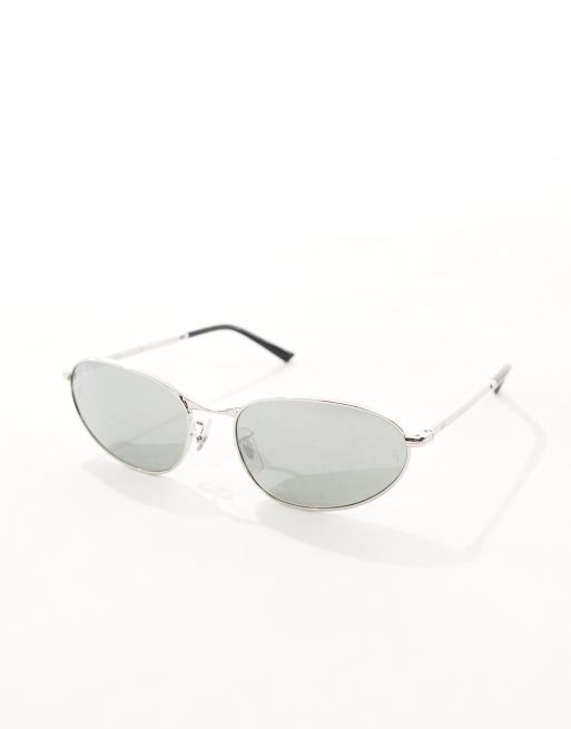 Ray-Ban oval metal sunglasses in silver ASOS