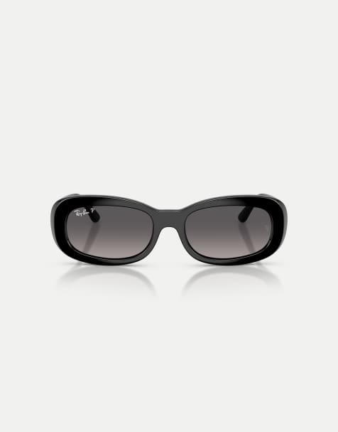 Ray-Ban Oval polarised sunglasses with grey lens in black - view 1