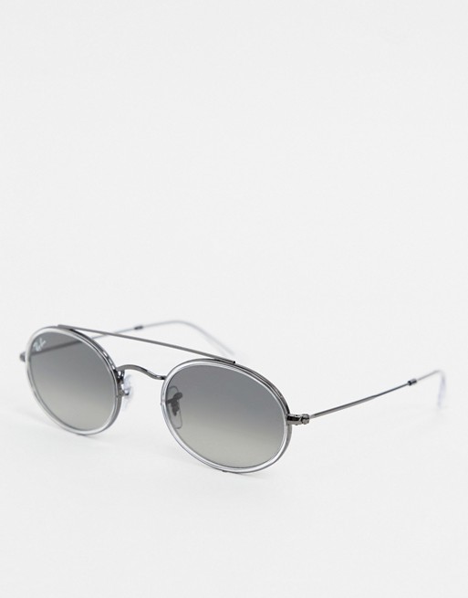 Ray-ban oval sunglasses double bridge in silver ORB3847N