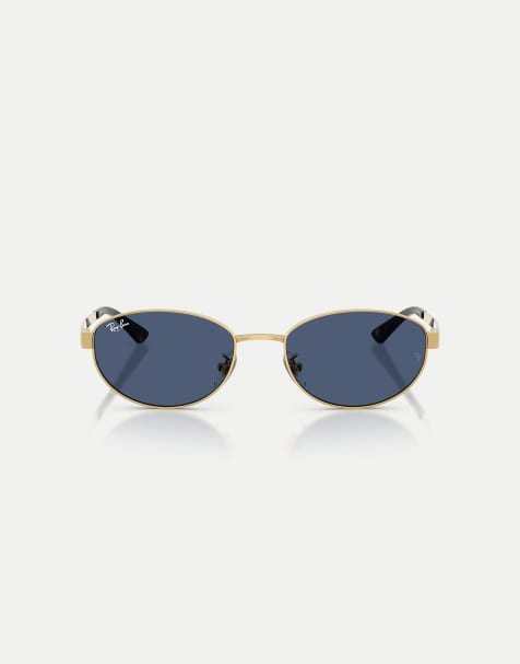 Ray-Ban Oval sunglasses with blue lens in arista - view 1