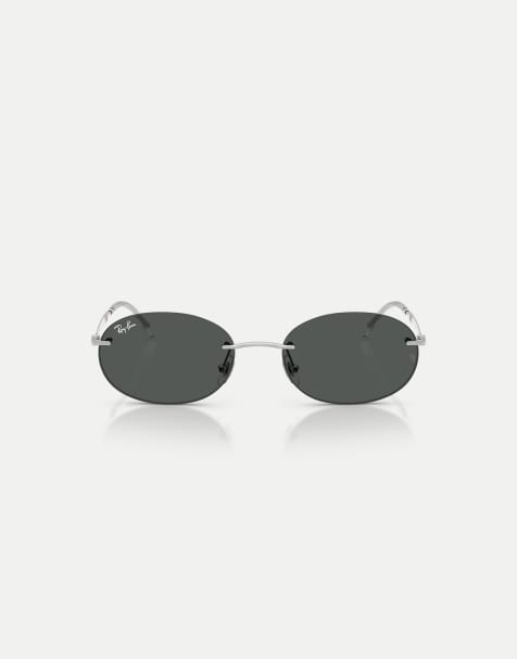Ray-Ban Oval sunglasses with grey lens in silver - view 1