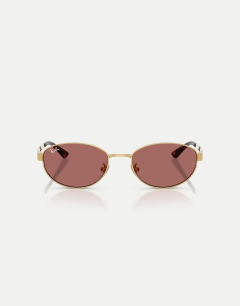 Ray-Ban Oval sunglasses with violet lens in arista - view 1