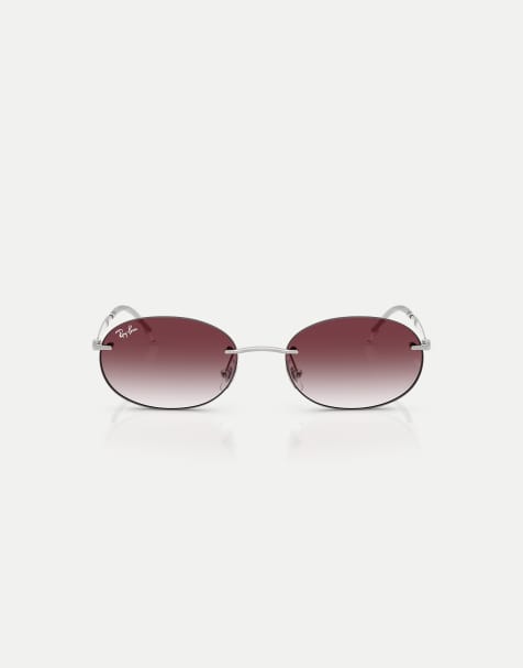 Ray-Ban Oval sunglasses with violet lens in silver - view 1