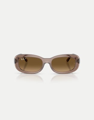 Ray-Ban - Ovale, polarisierte Sonnenbrille in transparentem Beige mit braunen Gläsern-Neutral
