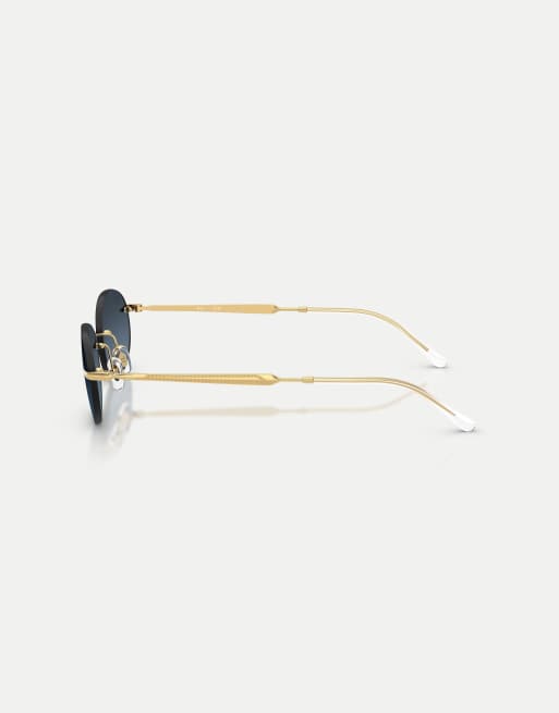 Ray-Ban – Ovale Sonnenbrille in Artista-Gold mit blauen Gläsern, 3 von 3
