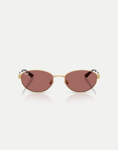 Ray-Ban ovale Sonnenbrille mit violettem Glas in Arista - view 1