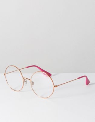 ray ban rose gold round glasses