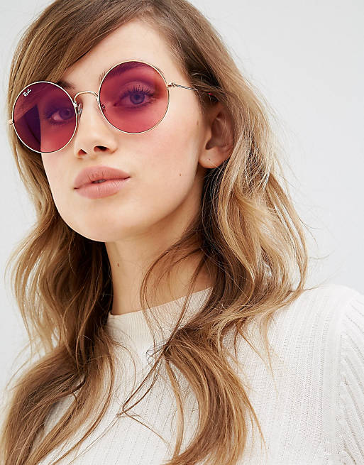 ray ban oversized round pink sunglasses | ASOS