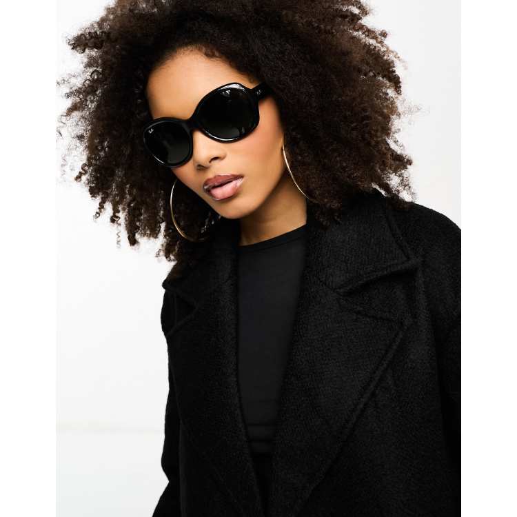 Ray-Ban oversized round sunglasses in black 0RB4191 | ASOS display picture 1