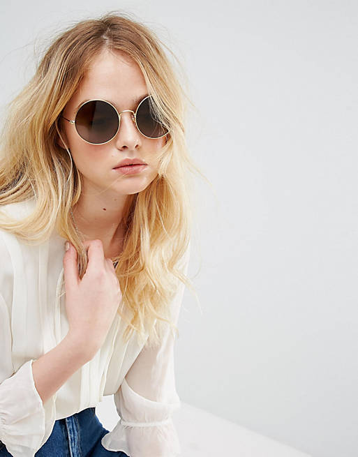 ray ban oversized round sunglasses in brown fade | ASOS